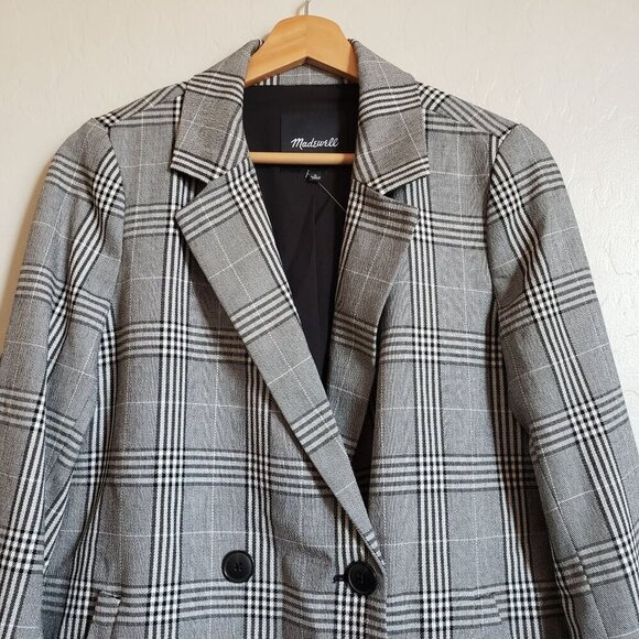 Madewell Caldwell Double-Breasted Oversized Blazer in Plaid Size Women's Small - Picture 3 of 12